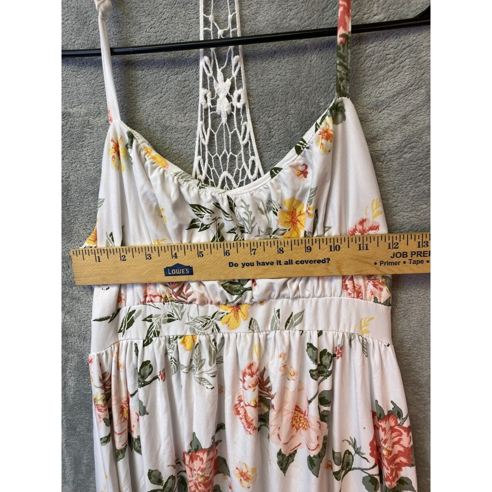 Derek Heart Maternity Maxi Dress S White Floral Crochet Back - Picture 3 of 5